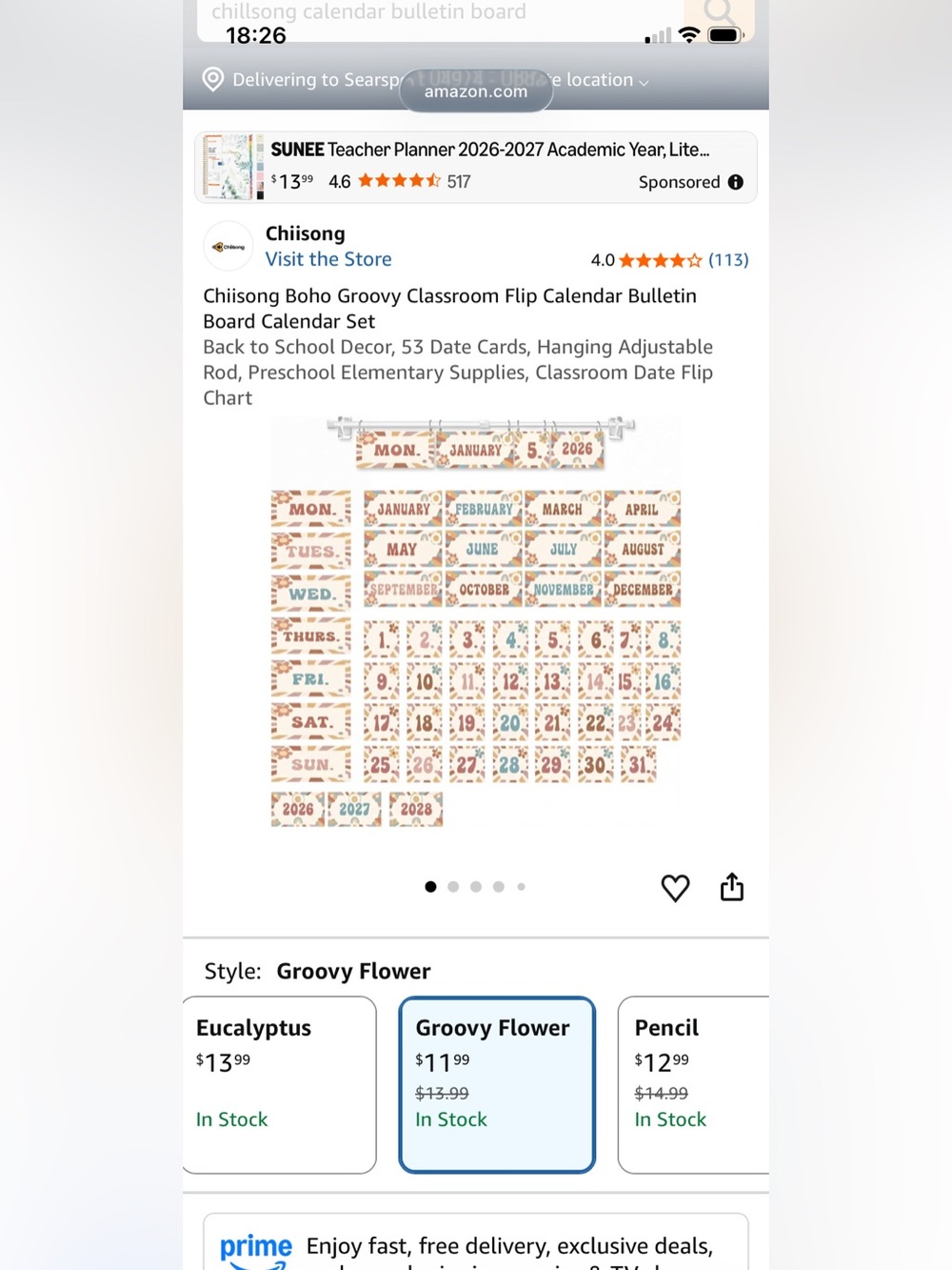 Groovy Flower Classroom Hanging Calendar Set